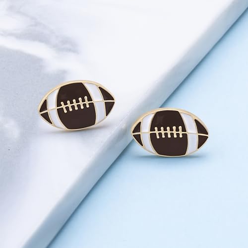 Gold Stud Earring Gifts For Teens Women Hypoallergenic Golf Baseball Football Basketball Soccer Volleyball Sport Earrings For Women - color: Football earring