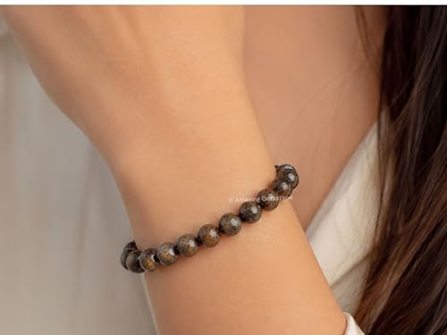 Amazing Gemstone Bronzite Crystal Bracelet for Women Men's Gifts - Protection Healing Crystal Bracelet - 8mm Gemstone Beaded Stretchable Bracelet Pulseras Para Hombres Mujer Stocking Stuffers Mothers Day Gift - color: Bronzite