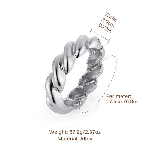 HZMAN Chunky Gold Cuff Bracelets for Women Thick Wide Bangle Bracelet Hammered Open Hinge Wrist Cuff Bracelet Jewelry Gift - color: 06.Twisted Shape Silver