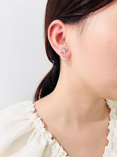 Pearl and Rhinestone Stud Earrings for Women Retro Statement Earrings Wedding Party Prom Jewelry - color: North Star Pearl-Silver