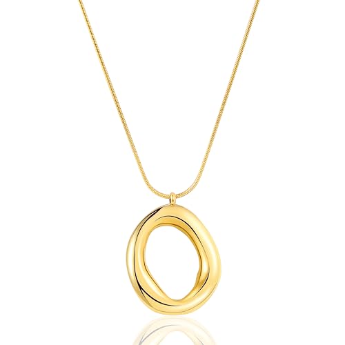Layered Gold Necklaces for Women,18K Real Gold Plated Trendy Circle Pendant Necklace, Stackable Necklace Stainless Steel Jewelry Gifts for Birthday Valentine's, Mother's Day & Christmas - style: Gold-1