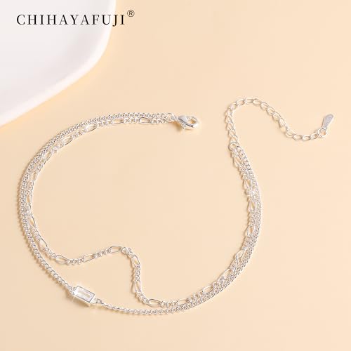 Sterling Silver Ankle Bracelets for Women 14K Gold Waterproof Layered Braided Chain Knot Charm Stackable Adjustable Non Tarnish Anklets Bracelet for Summer Beach Jewelry Gift - color: silverB