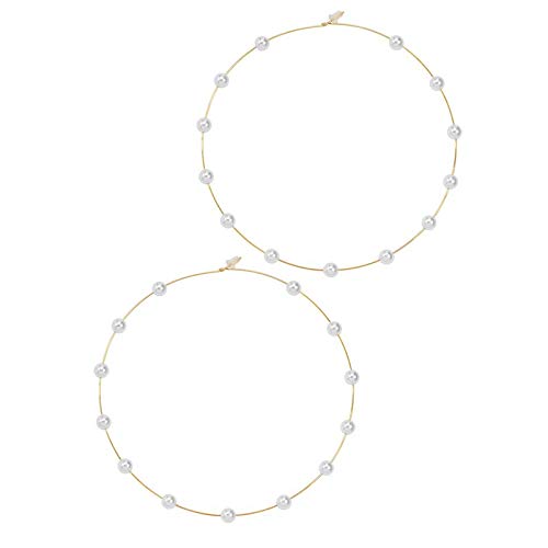 Jumbo Huge Hoops Large Pearls Thin Gold Silver Dangle Lightweight Fashion Chic Jewelry Gift for Women - size: 120mm gold