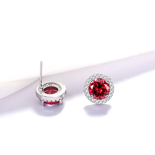 YOQUCOL Bright 8MM,10MM Cubic Zirconia Crystal Stud Earrings Round Pierced Earrings For Women - color: 8MM-Red