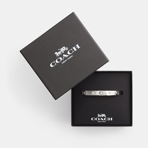 COACH Women's Signature C Logo Hinged Bangle Bracelet - color: Rhodium