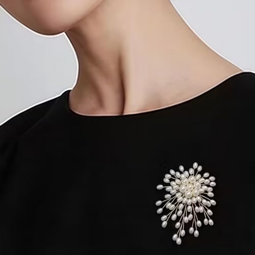 Flower White Pearl Brooch Pin for Women | Striking Large Pearl Flower Beads Statement Costume Pin Graceful Wedding Anniversary Prom Jewelry Gifts - style: Pearl3