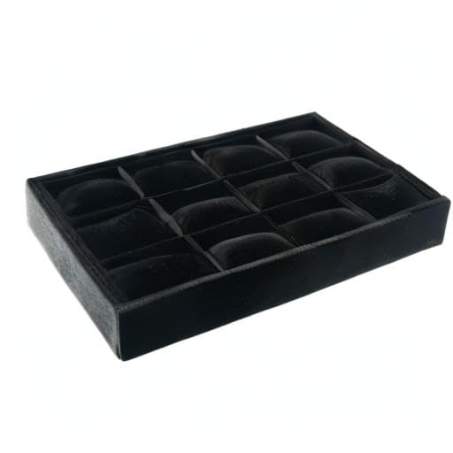 Jewelry Watch Tray, Black Velvet Watch Jewelry Organizer 12 Grid, Stackable Watch Bracelet Bangle Display Holder, Adjustable Pillows, for Man Woman Show Birthday - color: Black