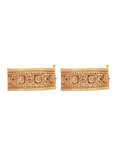 Efulgenz Indian Wedding Bridal Bollywood Broad Big Bracelet Bangle Set - size: 2-4