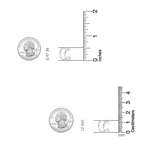 LeCalla 925 Sterling Silver Cuff Earrings for Women | Non-Piercing Fake Helix Cartilage Cuff Earrings | Hammered Ear Cuff-Set for Non-Pierced Ears | Cartilage Earring Silver Ear Clips Jewelry 12MM