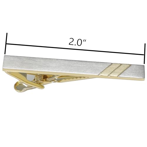 Classic Silver And Gold Bi-tone Plating Tie Clips With Gift Box Men Fashion Tie bar - style: Stripe