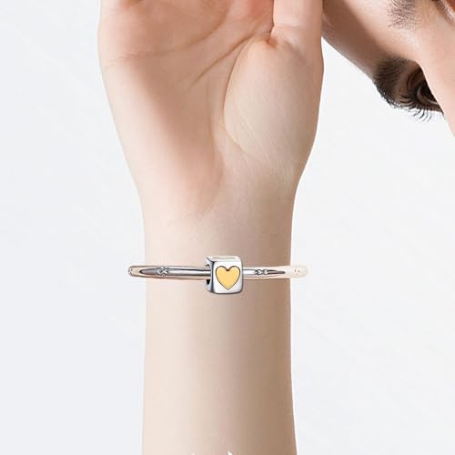 KunBead Initial A-Z Letter Gold Heart Alphabet Love Bead Birthday Charms Compatible with Pandora Charm Bracelet for Women - style: Letter X