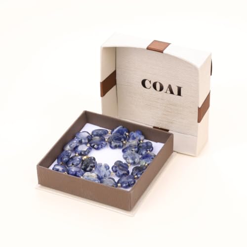 COAI Chunky Colorful Necklace for Women, Summer Beach Jewelry Crystal Flower Necklace for Women, Multi-Gemstones Sodalite Red Jasper Chunky Choker - style: Sodalite Necklace