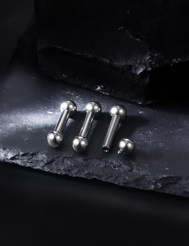 2G 4G 6G 8G 10G 12G 14G 16G Astm F136 Titanium Internally Threaded Nipple Tongue Rings Piercing Jewelry Industrial Straight Barbell Tongue Nipple Ring Bridge Piercing Jewelry For Women Men - size: 8 Gauge-14MM