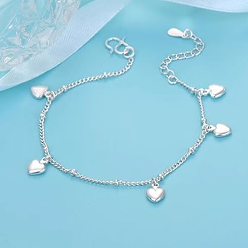 925 Sterling Silver Plated Heart Charm Bracelet for Women - Dainty Chain Love Gift Idea - style: Style5