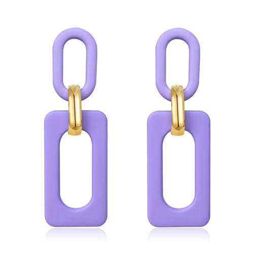Acrylic Rectangle Earrings for Women, Fashion Square Drop Earrings,Statement Jewelry - color: purple