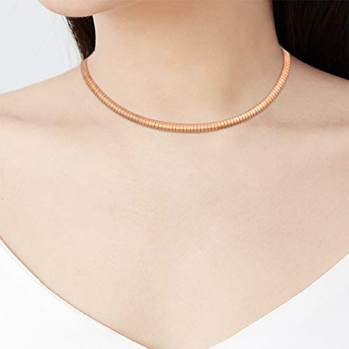 Italian Omega Chain Necklace - color: Rose Gold, size: 6mm