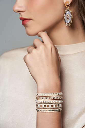 Bracelet for Women – Handmade Vegan Boho Natural Stone Layered Bracelet, Thailand Bohemian Stackable Beaded Wrap Bracelets, Summer Hippie Bracelet Stack, Fashion Jewelry Gifts - color: A7-Cream