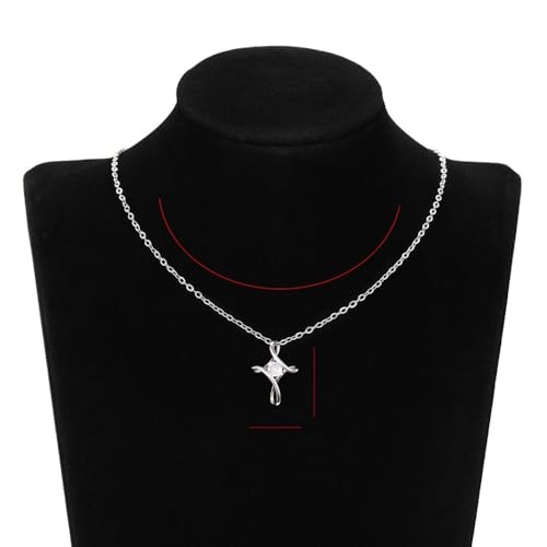 Dainty Cross Pendant Necklace Women’s Engagement Jewelry with Chic Shiny CZ - color: Silver Color