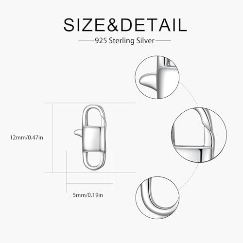 925 Sterling Silver Double Opening Lobster Clasp, Necklace Bracelet Anklet Jewelry Extender Clasp for DIY Jewelry Making (Style 2-1pc) - style: style 2-1pc
