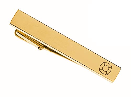 Personalized Gold Tie Clip For Firefighters Engraved Free - Custom Maltese Cross Tie Bar - Gift For Fireman | Free Engraving - Ships From USA