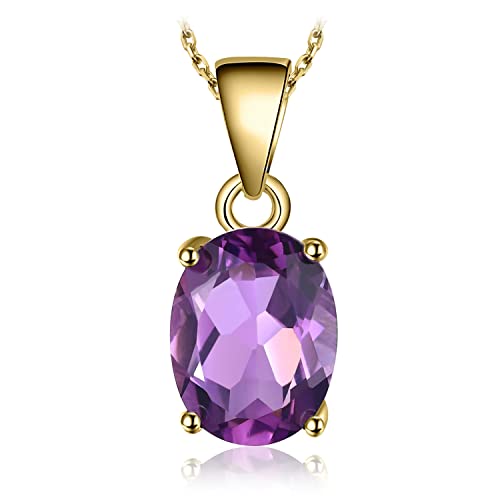 JewelryPalace Natural Gemstone Garnet Peridot Amethyst Citrine Blue Topaz Birthstone Solitaire Pendant Necklace Jewelry Set, 14k Gold Plated 925 Sterling Silver Necklaces for Women, 18 Inch Box chain - color: B-Yellow Gold Plated Brass-Crystal