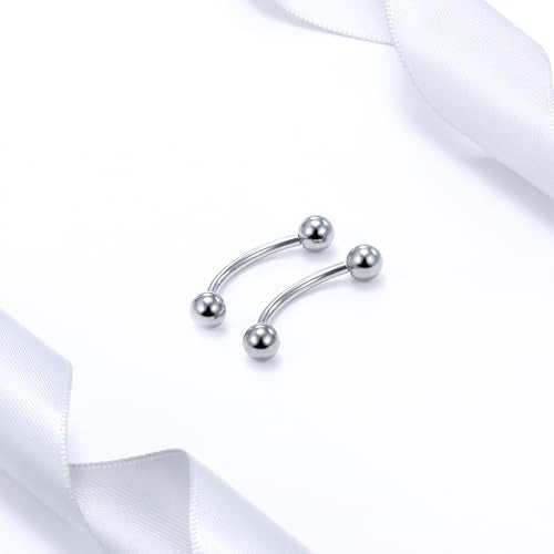 20G 18G 16G 14G 12G 8G 6G 4G 2G Astm F136 Titanium Internal Thread Eyebrow Piercing Jewelry Curved Barbell Vertical Labret Lip Daith Rook Earrings Navel Belly Button Ring Piercing Jewelry - style: 18G, 10MM Length, Ball