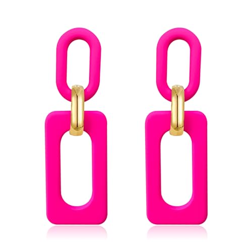 Acrylic Rectangle Earrings for Women, Fashion Square Drop Earrings,Statement Jewelry - color: rose red
