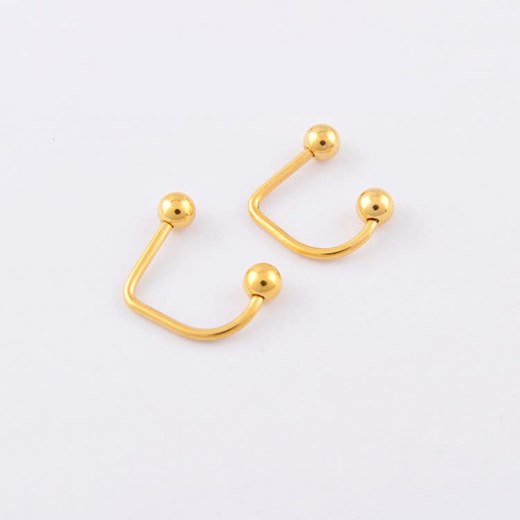 DATOA 16G Stainless Steel Lip Monroe Medusa Hoop Rings C-Shaped Piercing Ball Lippy Loop Labret Lip Rings Piercing Jewelry for Women Men - color: Silver&Gold