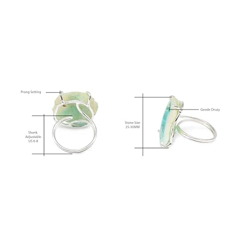 Geode Ring Set with Agate and Quartz Crystals,Stone Sizes 25-30mm - color: Pink, style: 1