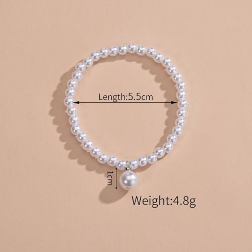 Boho Pearl Anklet Bracelet Handmade Pearl Ankle Bracelet Pearl Charm Foot Jewelry for Women and Girls, 7, silver