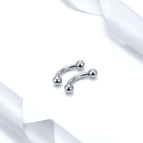 20G 18G 16G 14G 12G 8G 6G 4G 2G Astm F136 Titanium Internal Thread Eyebrow Piercing Jewelry Curved Barbell Vertical Labret Lip Daith Rook Earrings Navel Belly Button Ring Piercing Jewelry - style: 8G, 12MM Length, Ball