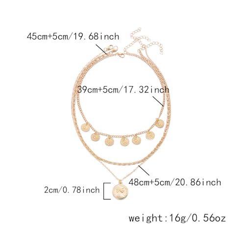 Gold Pirate Necklace for Women Layered Stack Charm Necklace Coin Pendant Necklaces Chunky Pirate Necklaces Pirates Costume Jewelry Accessories - color: gold1