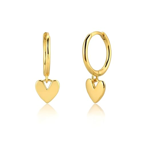 Valentines Day Earrings for Women Heart Earrings for women Gold Silver Heart Huggie Hoop Dangle Drop Earrings Small Simple Hypoallergenic Jewelry - color: A:Gold Heart Earrings