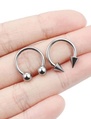 F136 Titanium 20/18/16/14/12/8/4/2g Septum Nose Rings Gauge Earrings Lip Rings Prince Albert Jewelry Internally Threaded Horseshoe Hoop Piercings - size: 14g*12mm