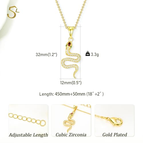 Snake Necklace Dainty Pendant With Cubic Zirconia, Layered Choker, Punk Animal Jewelry, Cool Wedding High Jewelry Party for Women Teen Friends - color: Gold-Eye Green