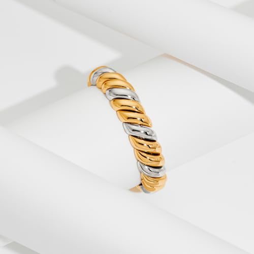 FAMARINE Gold Silver Chunky Bangle Bracelet for Women Men - style: Style L