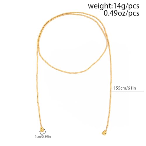 Long Pearl Necklaces for Women Layer Lariat Tie Necklace Adjustable Long Beaded Y Drop Choker Necklacess Bohemian Beach Wedding Party Jewelry Gifts - color: B-Gold