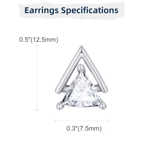 Unisex Geometric Triangle Stud Earrings, Stainless Steel Minimalist Cubic Zirconia Pierced Post Earrings for Men Women - style: Double Layer-Sliver
