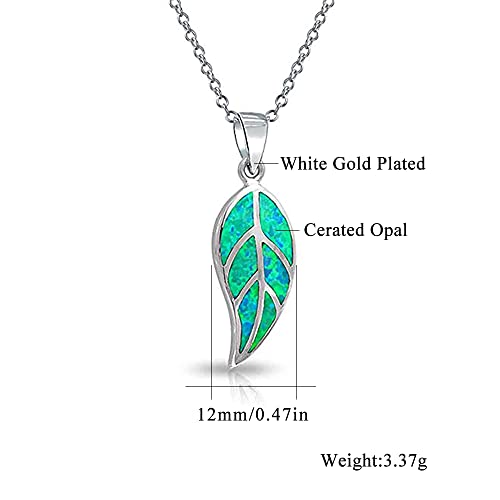 CiNily Opal Leaf/Flower Pendant Necklace for Women Silver Plated Jewelry Gift - color: green