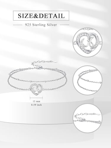 Dorunmo Initial Anklet 925 Sterling Silver Letter A-Z Layered Heart Anklet Beach Jewelry Birthday Gifts for Women - color: H