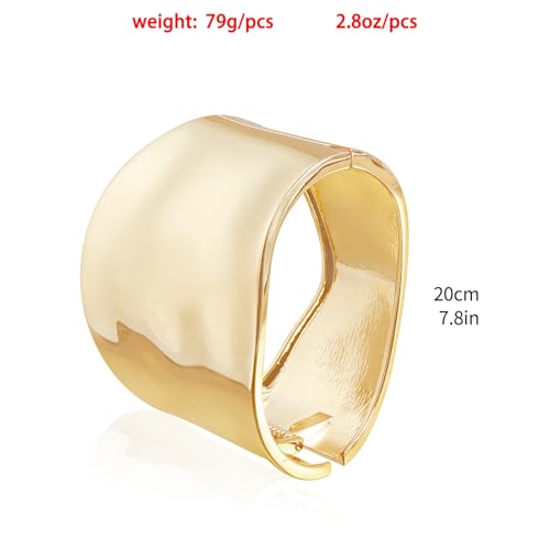Gold Bangle Bracelet for Women | 14K Gold Plated Chunky Bracelet | Hinged Open Trendy Wide Bracelet for Women - color: gold1