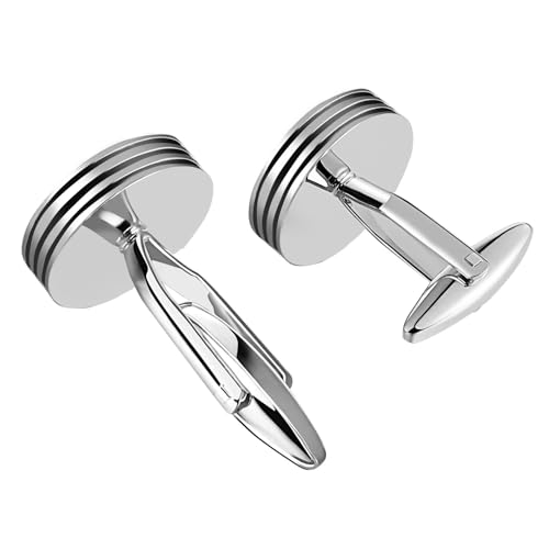 Cufflinks Black Small, Cufflinks for Men Vintage Stainless Steel Circle Shirt Tuxedo Suit Cuff Links for Groom Dad