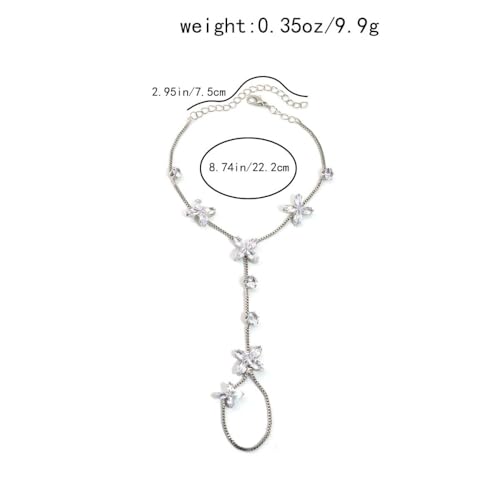 Butterfly Barefoot Sandals Anklet for Women Cubic Zirconia Flower Anklet with Toe Ring Beach Summer Ankle Bracelets Foot Chain Jewelry - color: Silver