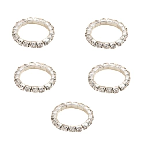 Bling Rhinestone Stretch Rings Set for Women Trendy, Funky Cute Sparkly Cubic Zirconia Stackable Knuckle Ring Y2K Party Prom Jewelry Gift Accessories