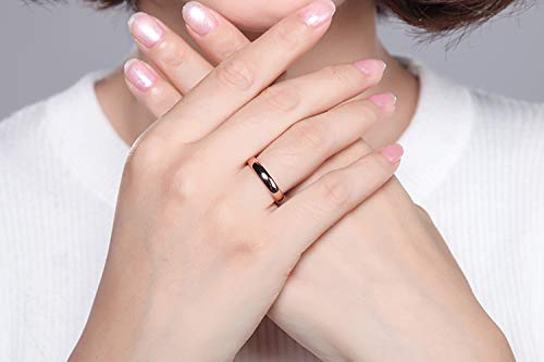 TRUMIUM 2mm 4mm 6mm 8mm Tungsten Wedding Band Ring for Men Women Silver/Rose Gold Plated/Rainbow/Gold Plated Domed High Polish Engagement Promise Rings Comfort Fit 4-15 - color: 4mm rose gold plated