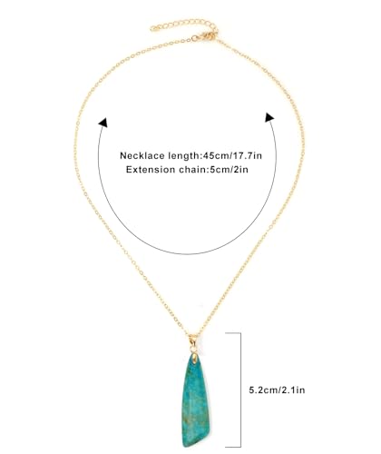 Nature Stone Necklaces for Women Boho Pendant Necklace 18K Gold Chain Necklaces - color: Sky Blue