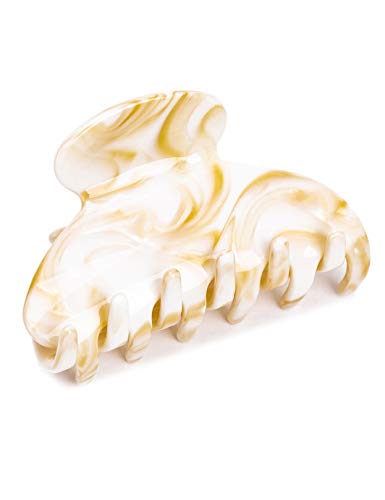 Handmade Celluloid Acetate French Design Barrettes Tortoise Shell Claws Hair Claw Luxury Fashion Accessories Hair Clip for Women (White) - color: White