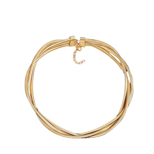 Chunky Gold Statement Choker Neckalce for Women Layered Snakebone Chain Collar Necklace Twist Wrap Stainless Steel Choker Punk Aesthetic Jewelry Gifts - color: Gold
