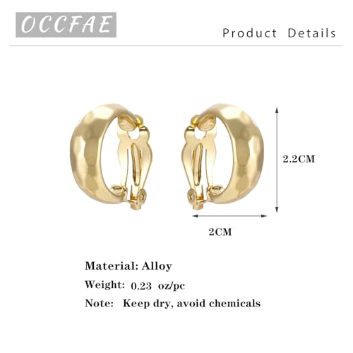 Gold Metal Clip On Earrings for Women Non Pierced Dangle Drop Earrings Multiple Styles - color: gold hoop C