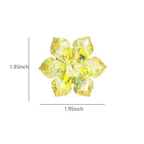 Crystal Flower Brooch Pin for Women Dress Suit Bag Hat Broochs Pins Christmas Brooch Pin Wedding Party Birthday Dance Jewelry Accessories - color: Yellow Flower Brooch Pin